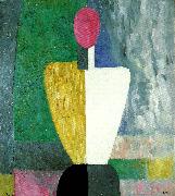 Kazimir Malevich half figure with a  pink face painting